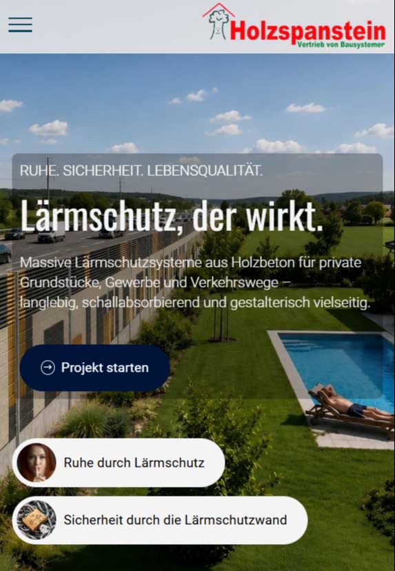 Webdesign: Lärmschutzwand selber bauen aus Holzbeton 
